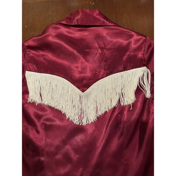 Homemade by Gramma Womens Magenta Fringe Western Pearl Snap Shirt M - Picture 7 of 9